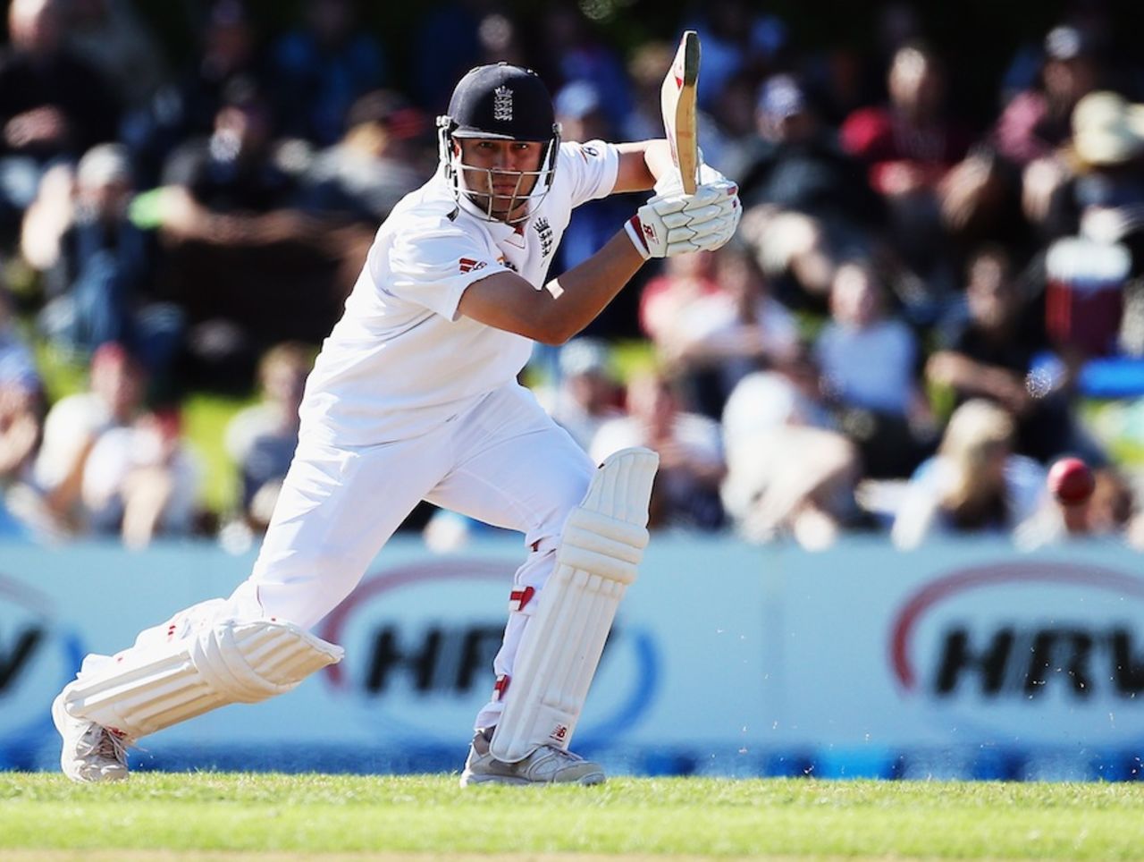 Jonathan Trott drives during his knock of 45, New Zealand v England, 1st Test, Dunedin, 2nd day, March 7, 2013