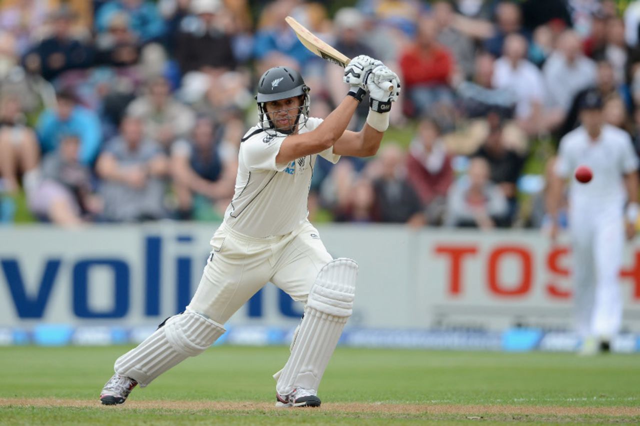 Ross Taylor goes through the off side, New Zealand v England, 1st Test, Dunedin, 3rd day, March 8, 2013