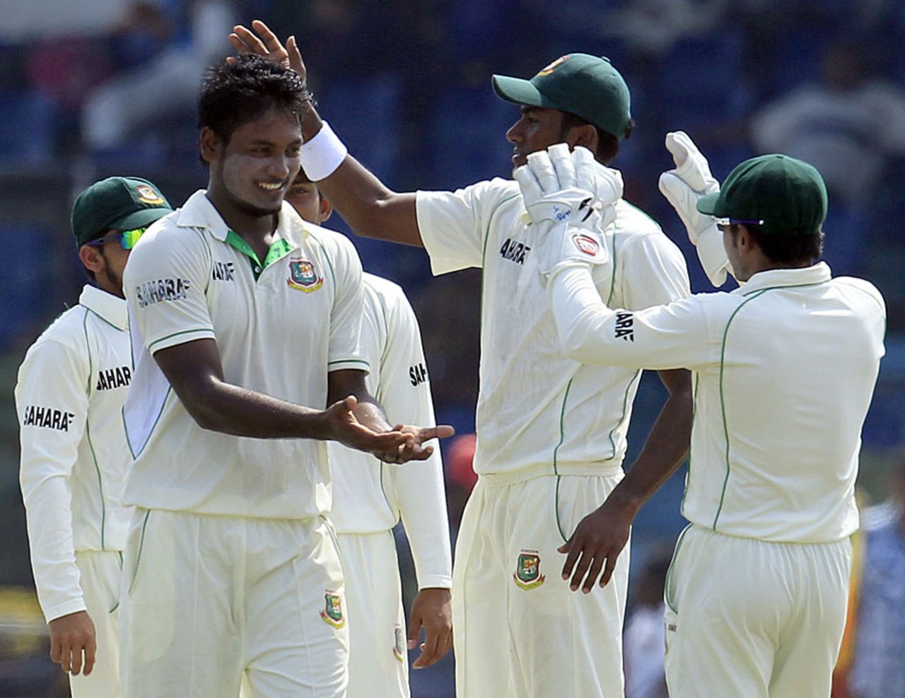 Abul Hasan celebrates a wicket with his team-mates, Sri Lanka v Bangladesh, 1st Test, Galle, 2nd day, March 9, 2013