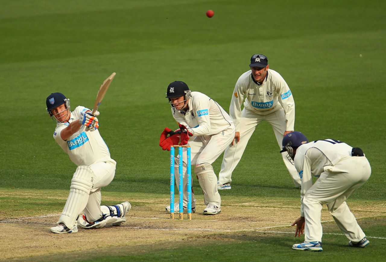 Brad Haddin hits out against Victoria, Victoria v New South Wales, Sheffield Shield, Day 3, Melbourne, March 9, 2013 