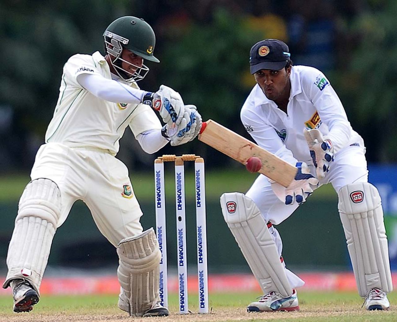 Mominul Haque plays a cut shot, Sri Lanka v Bangladesh, 1st Test, Galle, 2nd day, March 9, 2013