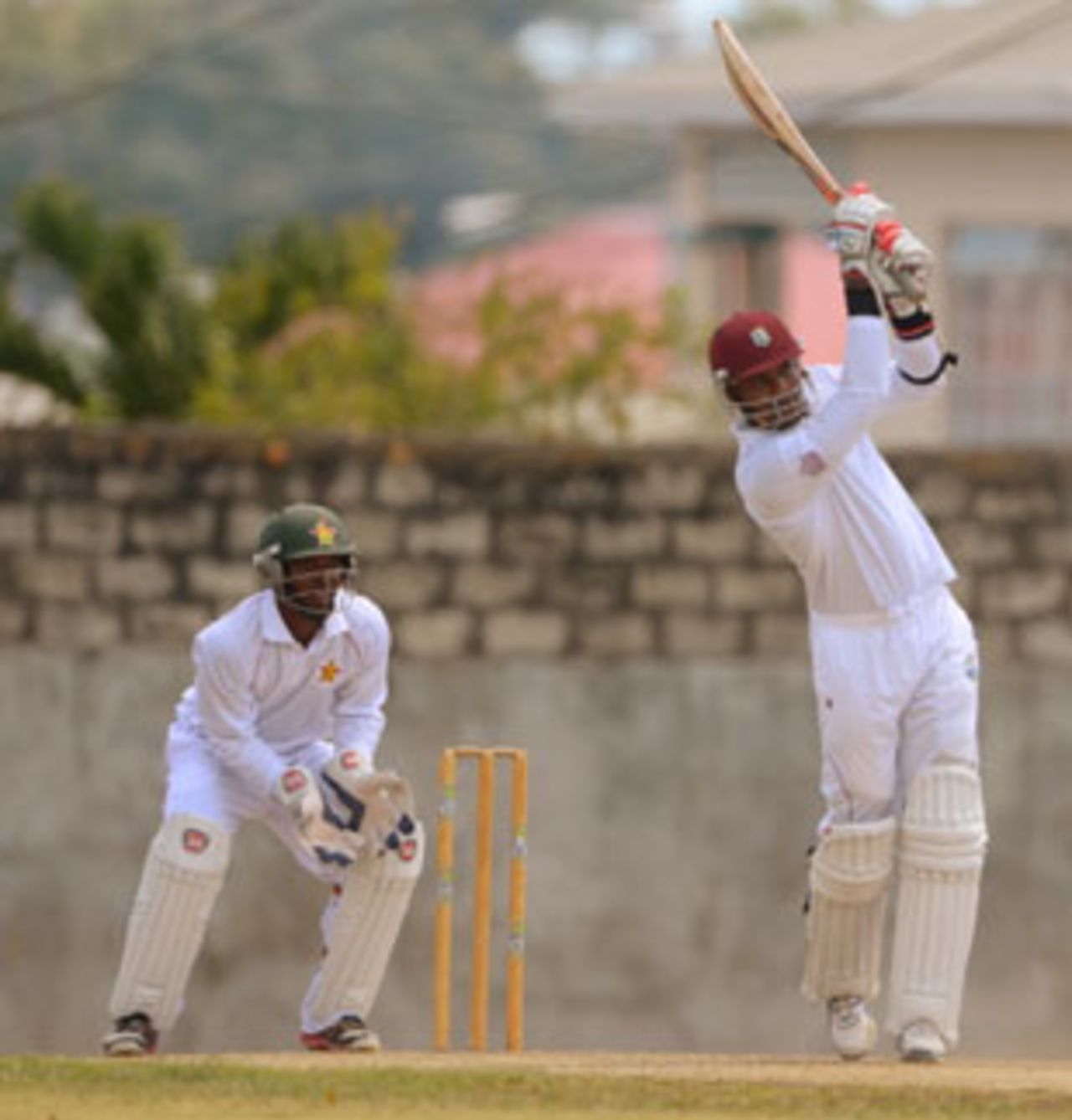 Marlon Samuels scored a fifty on his return to cricket after an injury to the eye, Sagicor High Performance Club v Zimbabweans, Day 2, March 8, 2013