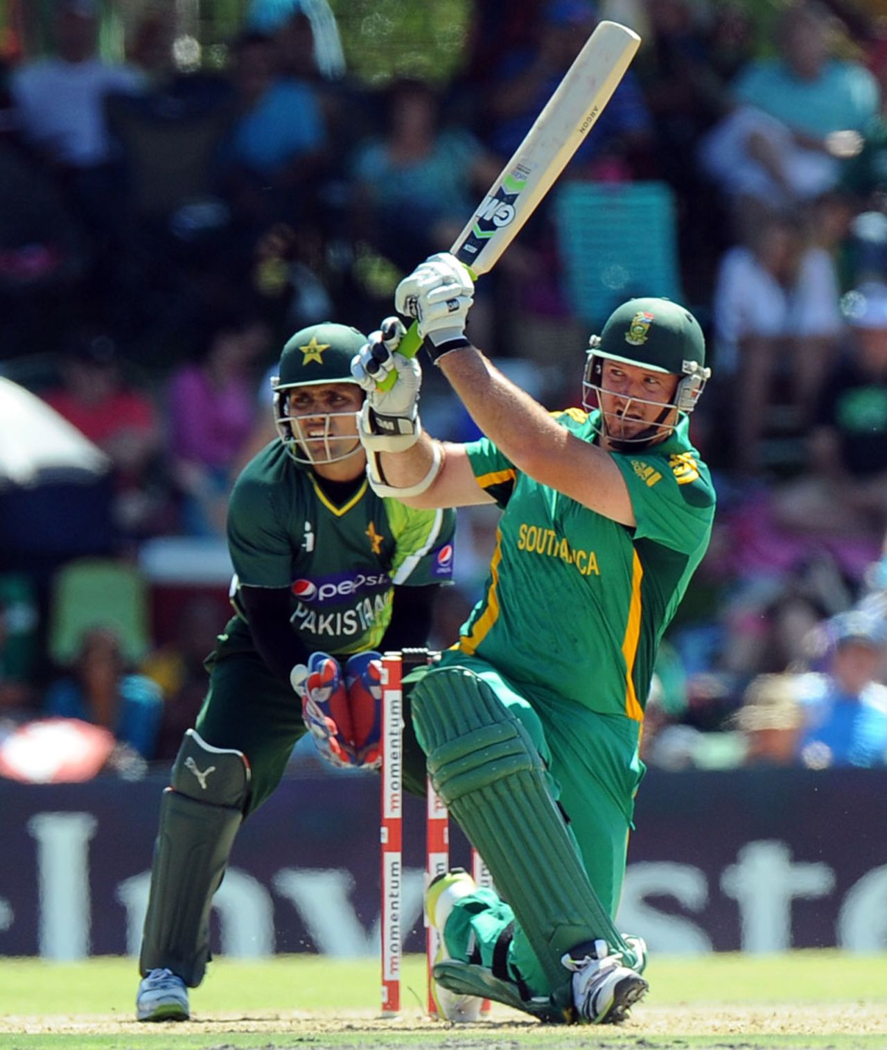 Graeme Smith swats the ball away to the leg side, South Africa v Pakistan, 1st ODI, Bloemfontein, March 10, 2013