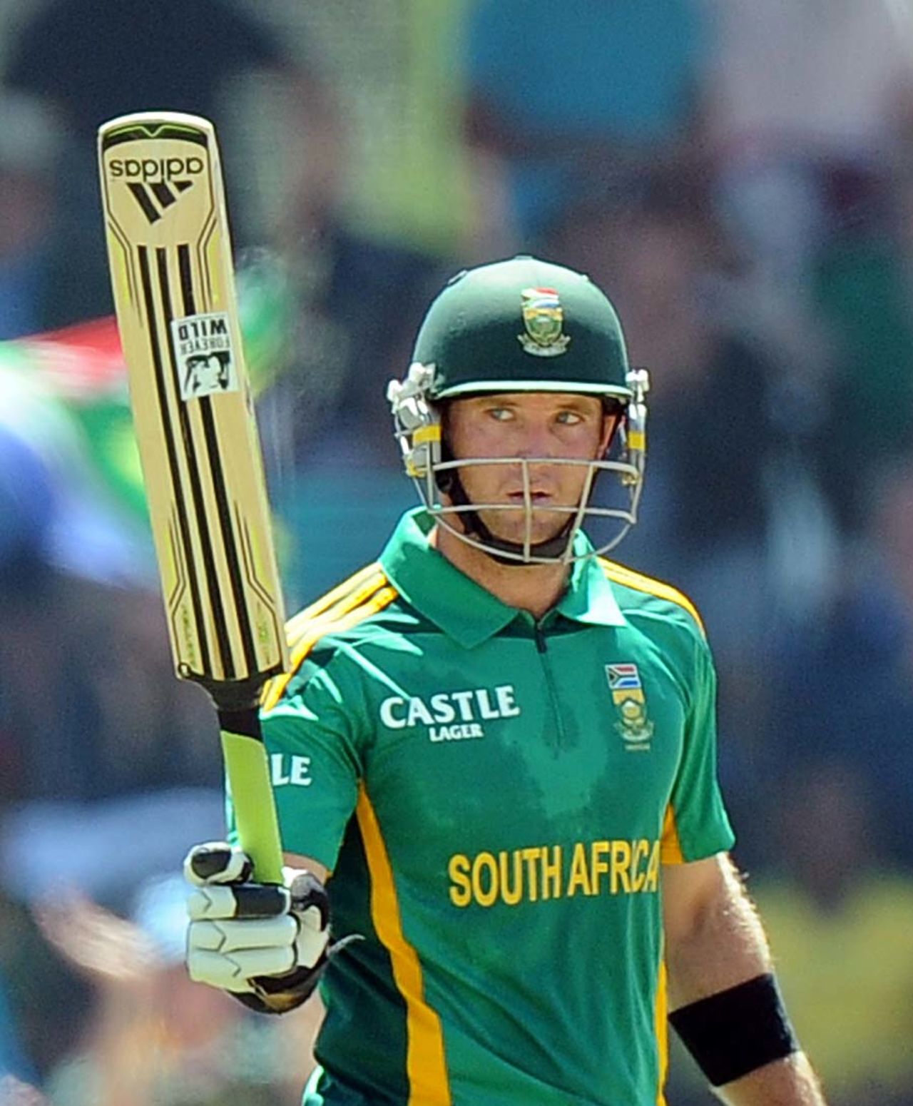 Colin Ingram raises his bat after reaching fifty, South Africa v Pakistan, 1st ODI, Bloemfontein, March 10, 2013