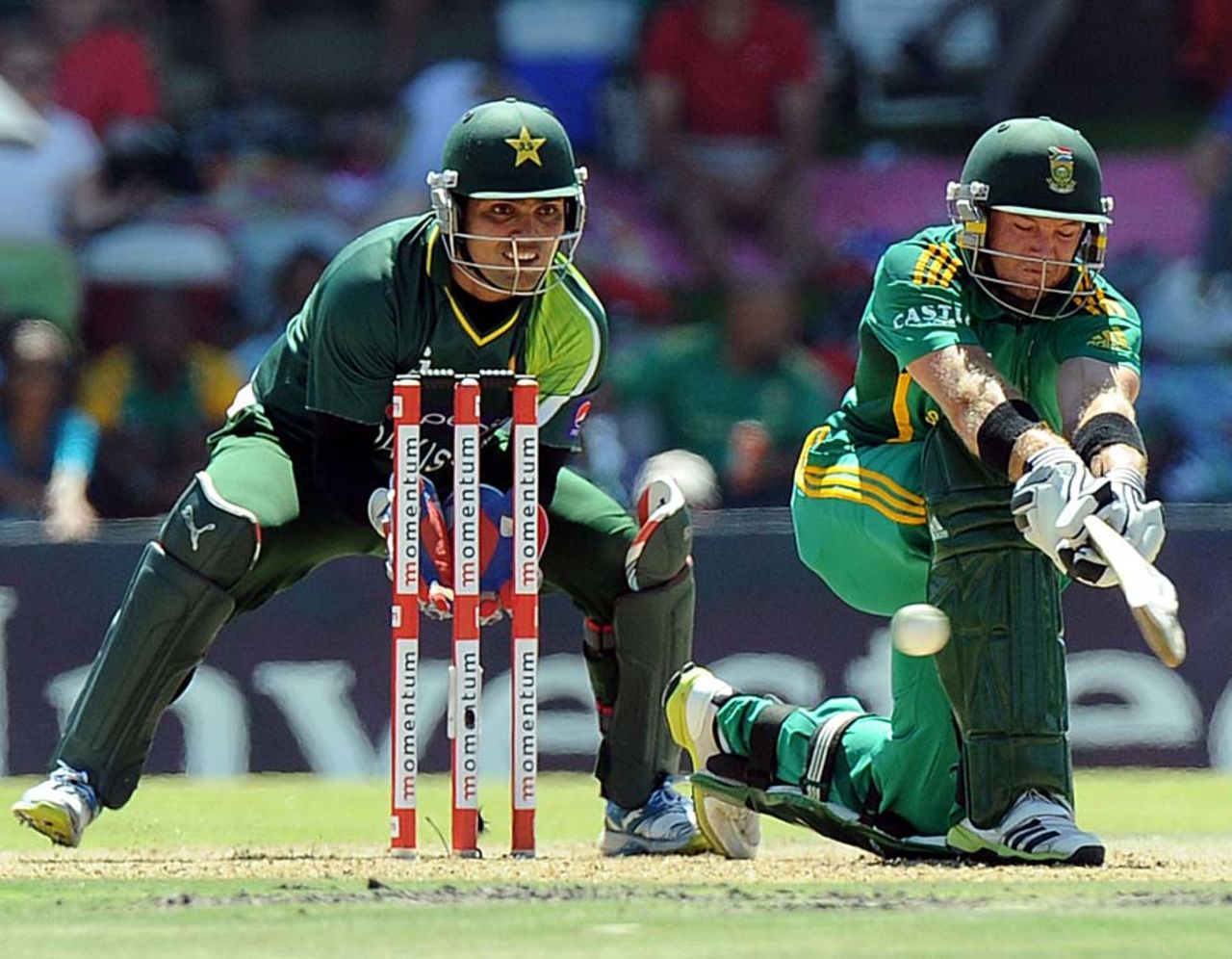 Colin Ingram plays a sweep shot, South Africa v Pakistan, 1st ODI, Bloemfontein, March 10, 2013
