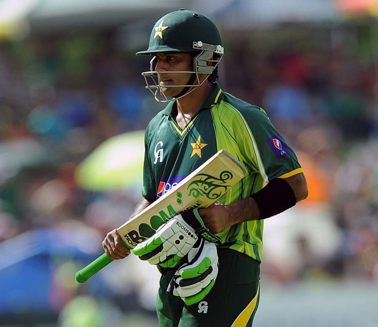Mohammad Hafeez leaves the field after being run out, South Africa v Pakistan, 1st ODI, Bloemfontein, March 10, 2013