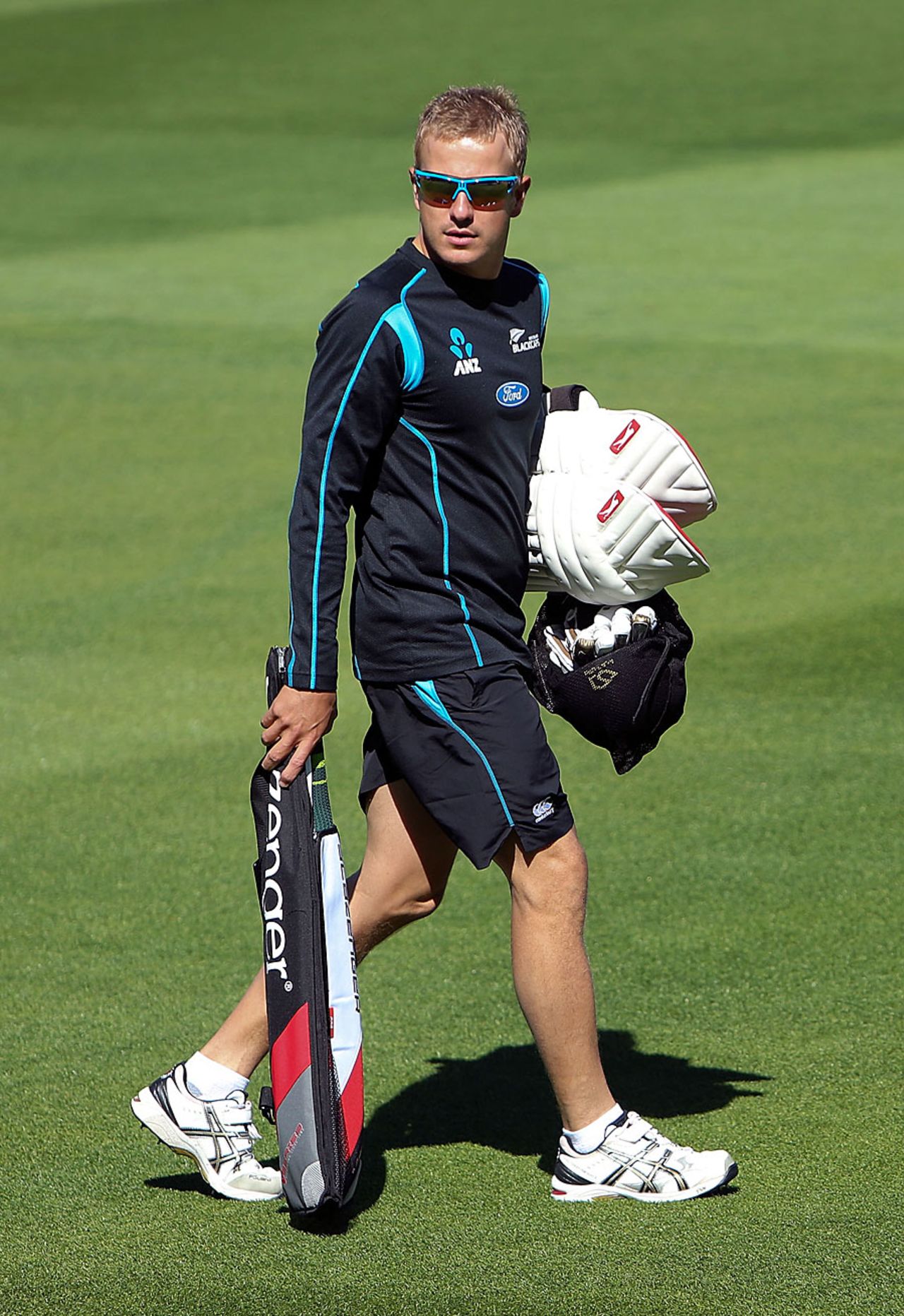 Neil Wagner heads to a nets session, Wellington, March 12, 2013