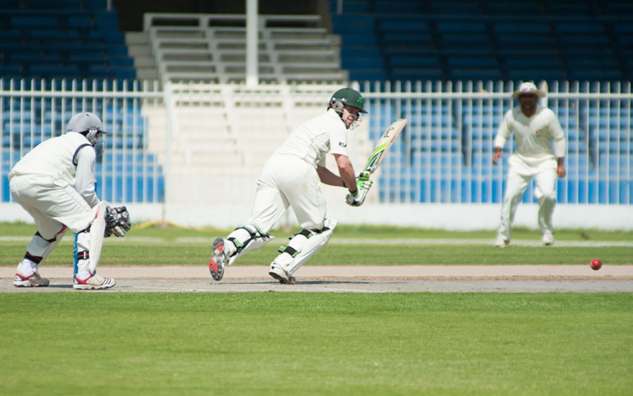 Ed Joyce flicks into the leg side on his way to 155, UAE v Ireland, Intercontinental Cup, Sharjah, 2nd day, March, 13, 2012