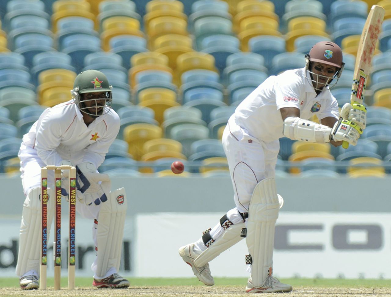 Shivnarine Chanderpaul turns one to leg, West Indies v Zimbabwe, 1st Test, Barbados, 2nd day, March 13, 2013