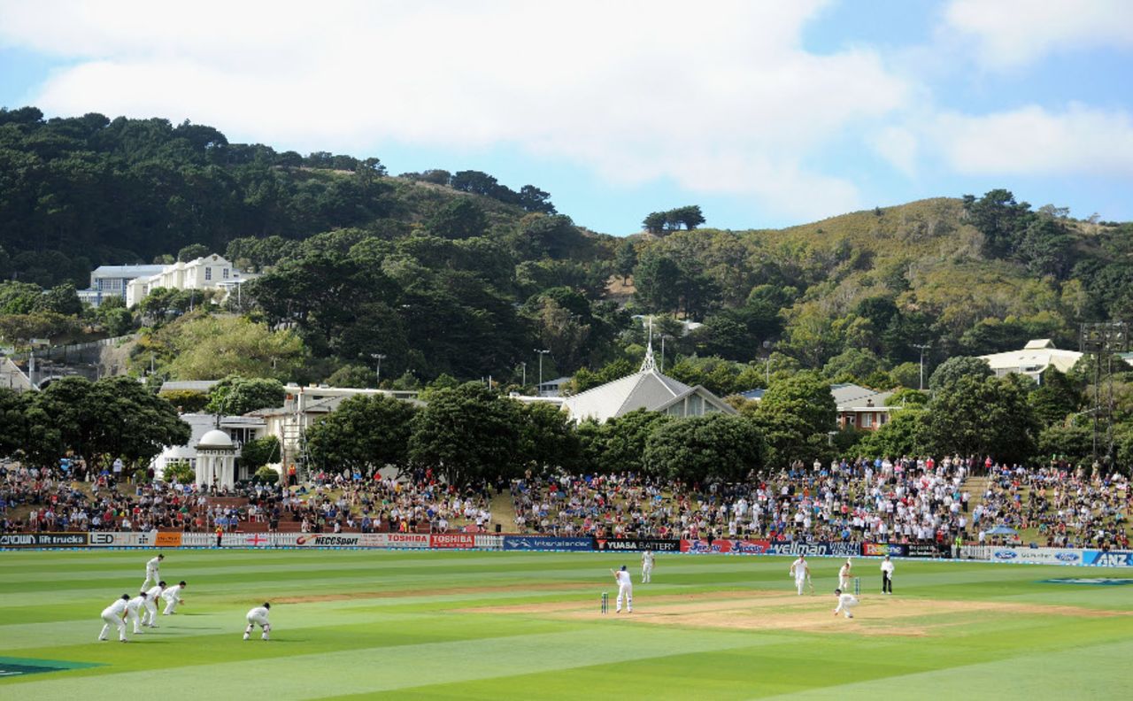The scene over the Basin Reserve on the opening day, New Zealand v England, 2nd Test, Wellington, 1st day, March 14, 2013