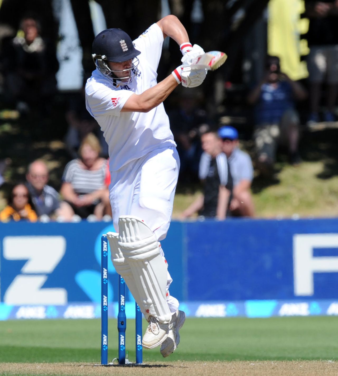 Jonathan Trott pulls one through midwicket, New Zealand v England, 2nd Test, Wellington, 1st day, March 14, 2013