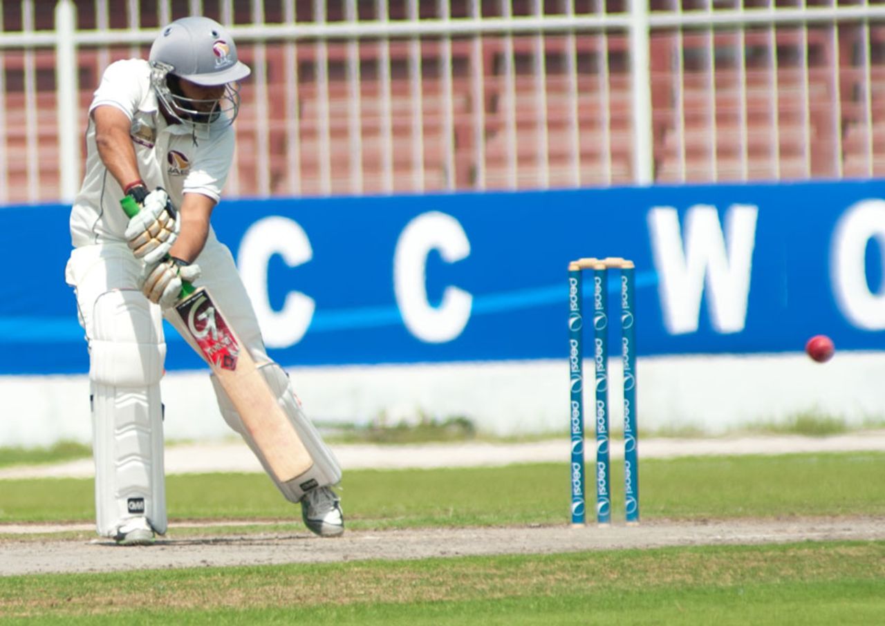 UAE captain Khurram Khan scored 115 on the third day, United Arab Emirates v Ireland, ICC Intercontinental Cup, 3rd day, Sharjah, March 14, 2013