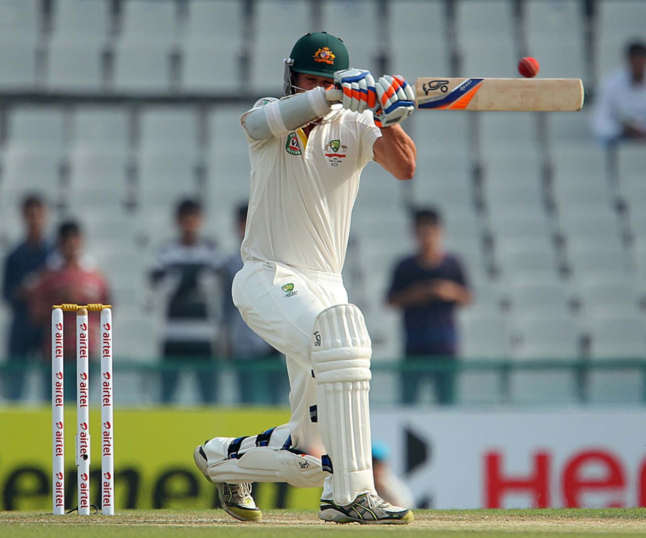 Mitchell Starc hooks a short delivery, India v Australia, 3rd Test, Mohali, 3rd day, March 16, 2013