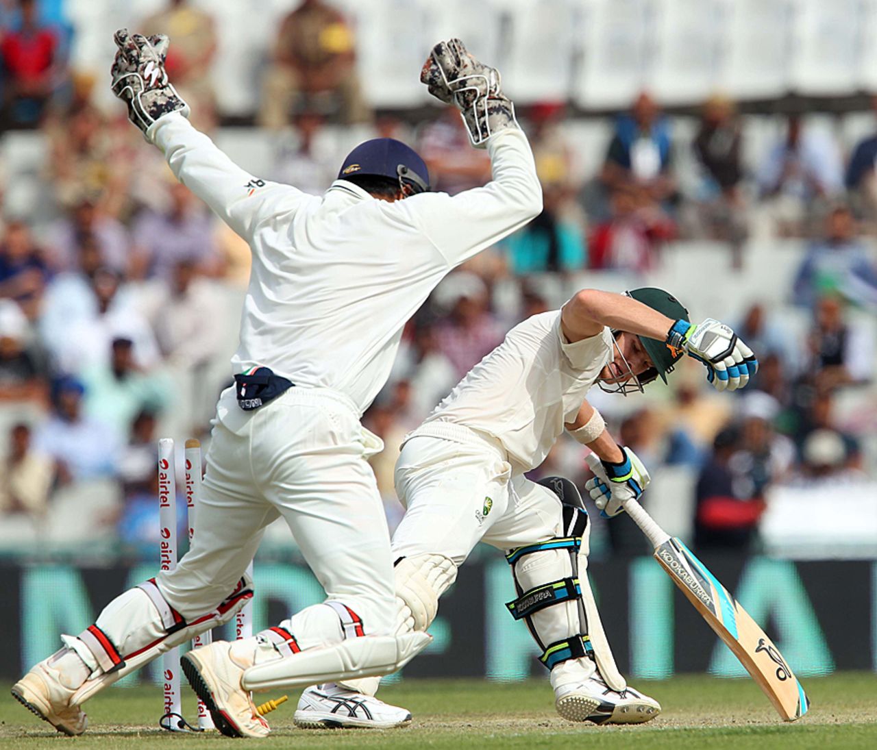 Steven Smith is stumped for 92, India v Australia, 3rd Test, Mohali, 3rd day, March 16, 2013