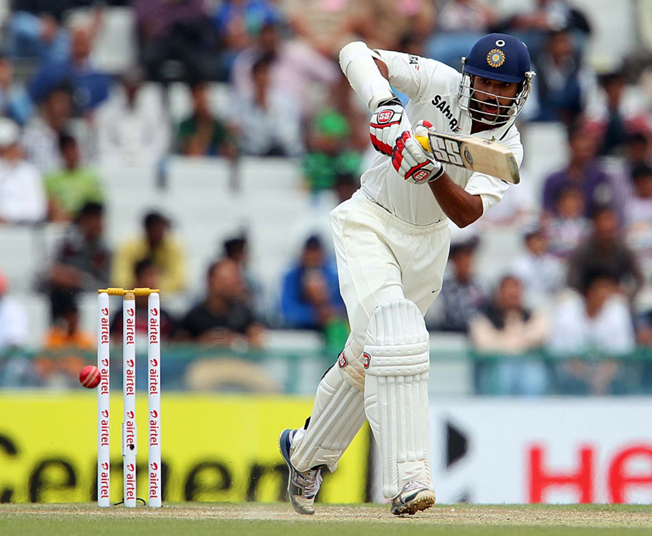 Shikhar Dhawan plays through the leg side, India v Australia, 3rd Test, Mohali, 3rd day, March 16, 2013