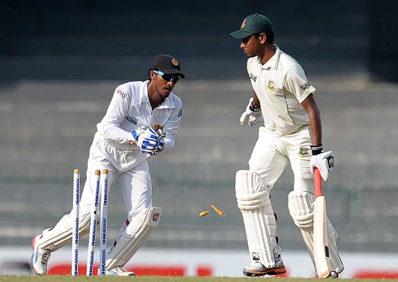 Sohag Gazi is stumped by Dinesh Chandimal, Sri Lanka v Bangladesh, 2nd Test, Colombo, 1st day, March 16, 2013