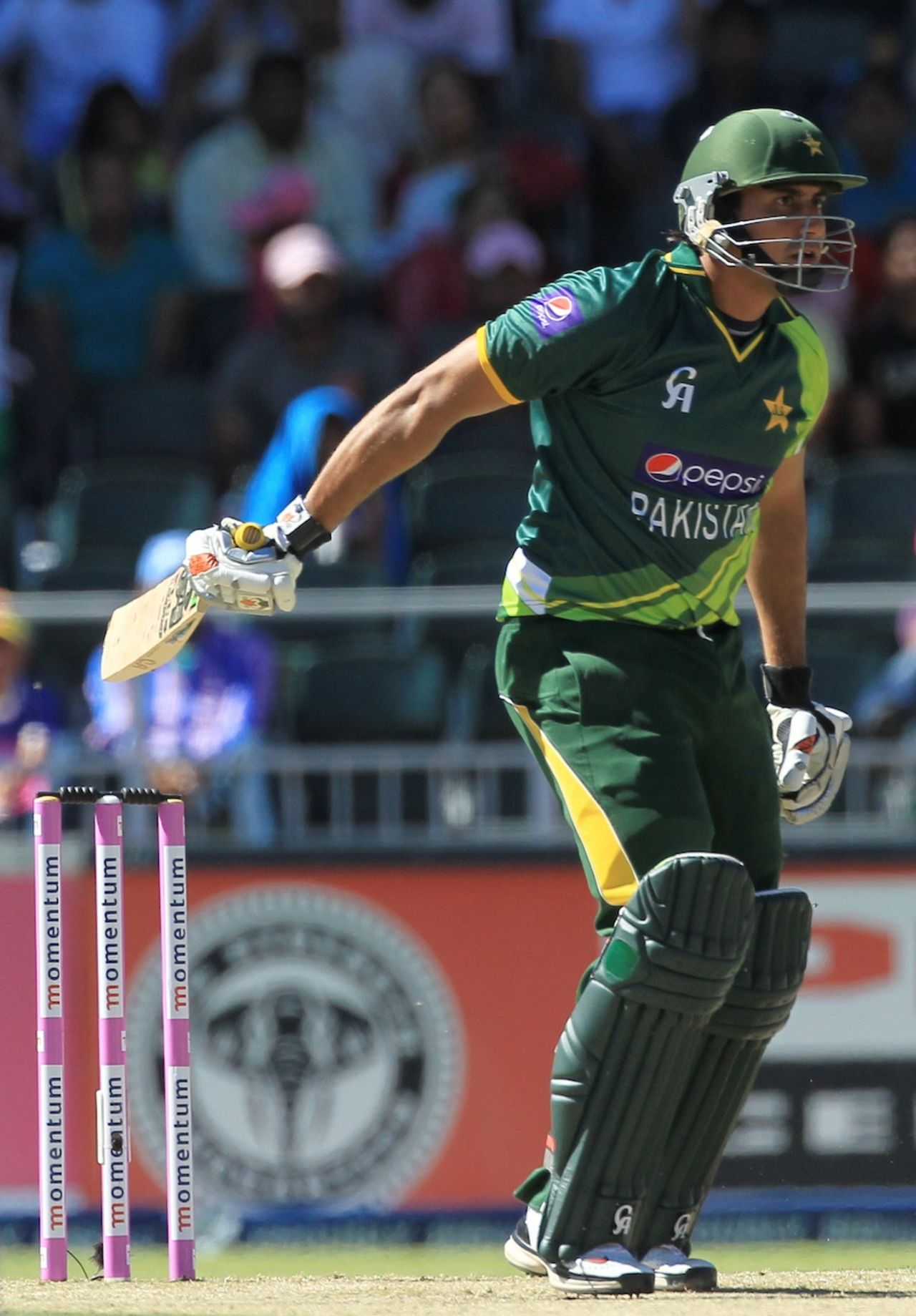 Nasir Jamshed reacts after being dismissed for 10, South Africa v Pakistan, 3rd ODI, Johannesburg, March 17, 2013