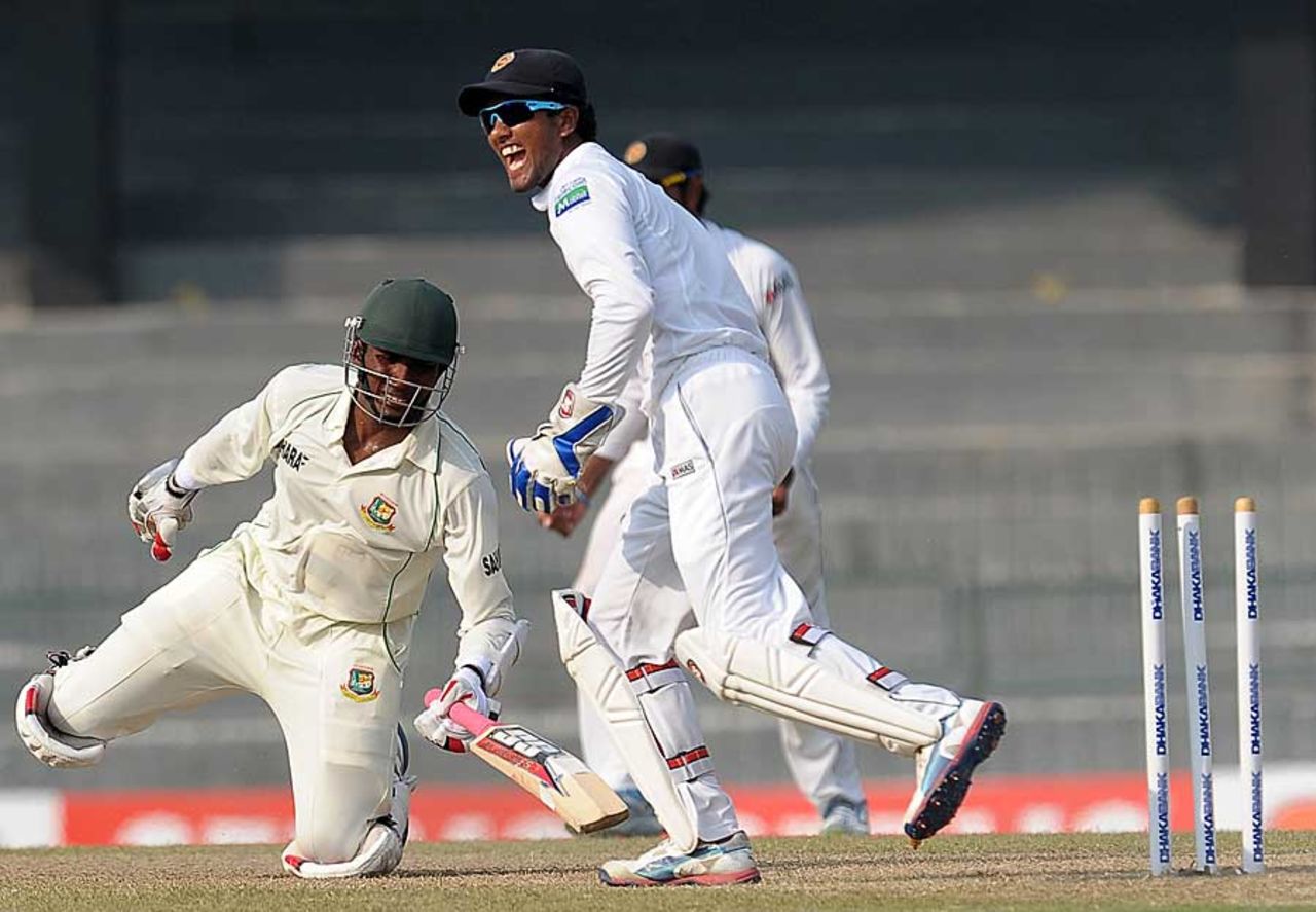 Jahurul Islam is stumped by Dinesh Chandimal, Sri Lanka v Bangladesh, 2nd Test, 3rd day, Colombo, March 18, 2013