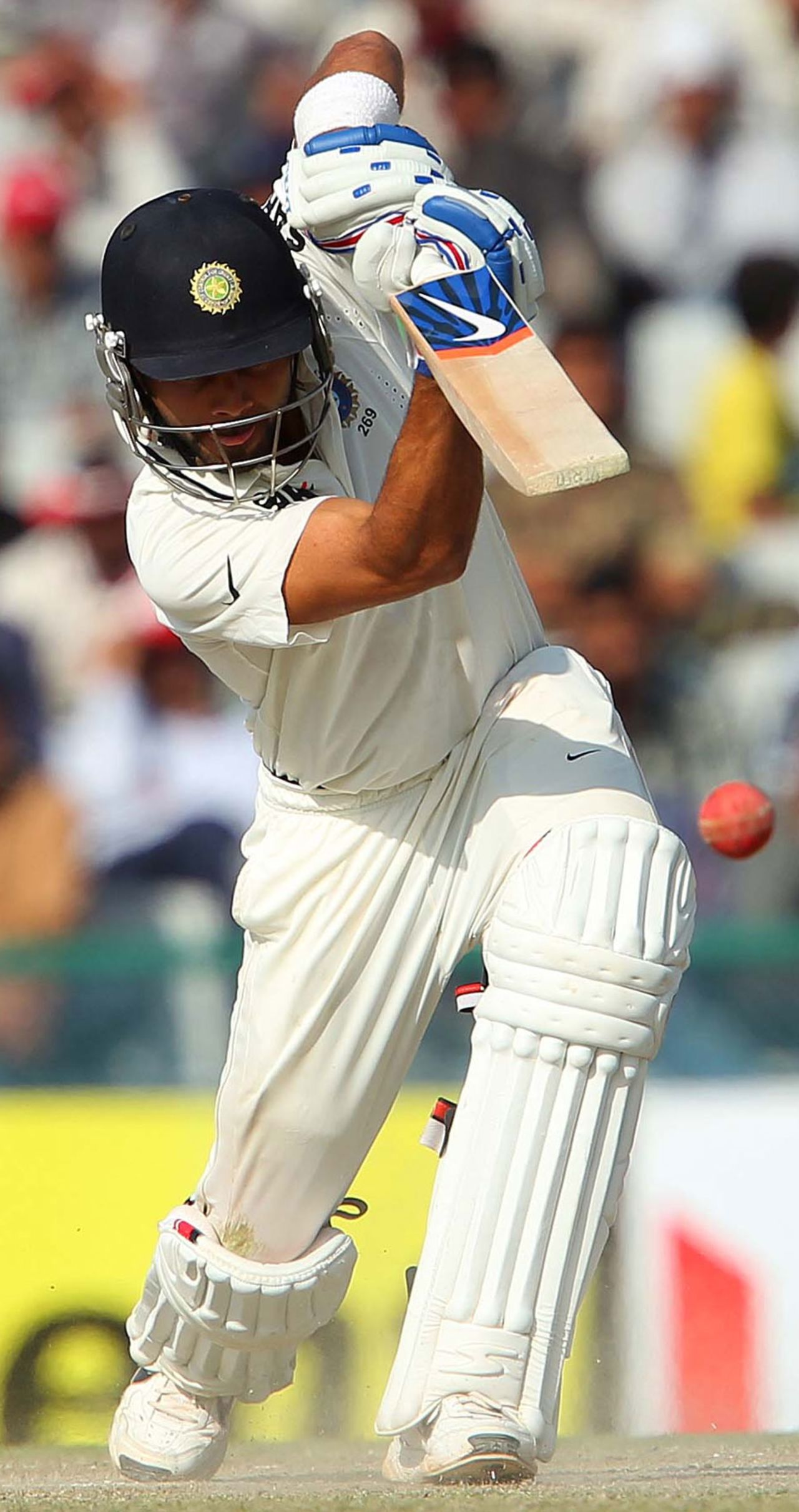 Virat Kohli drives down the ground, India v Australia, 3rd Test, Mohali, 5th day, March 18, 2013