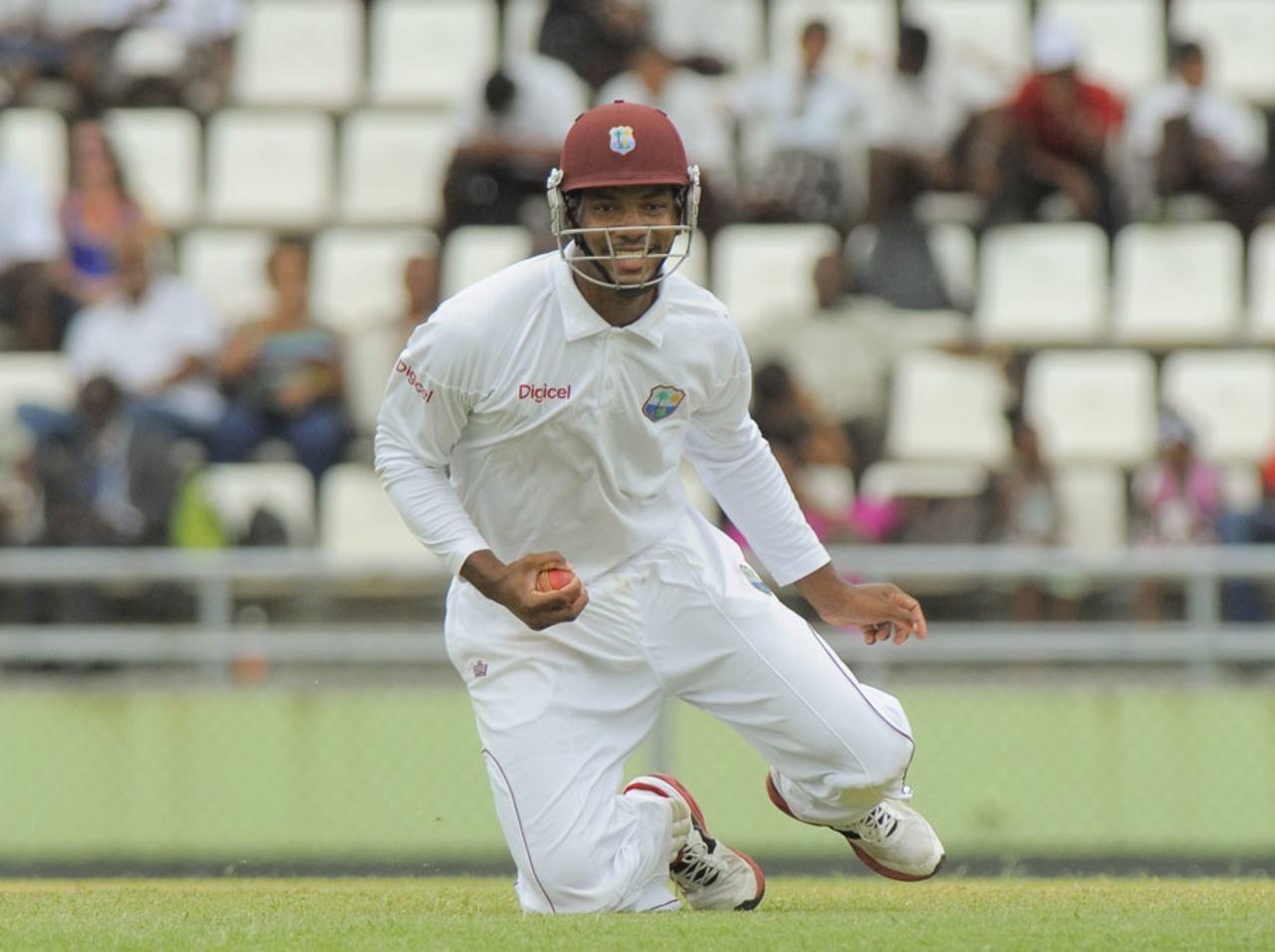 Kieran Powell took a couple of catches at short leg, West Indies v Zimbabwe, 2nd Test, Roseau, 1st day, March 20, 2013