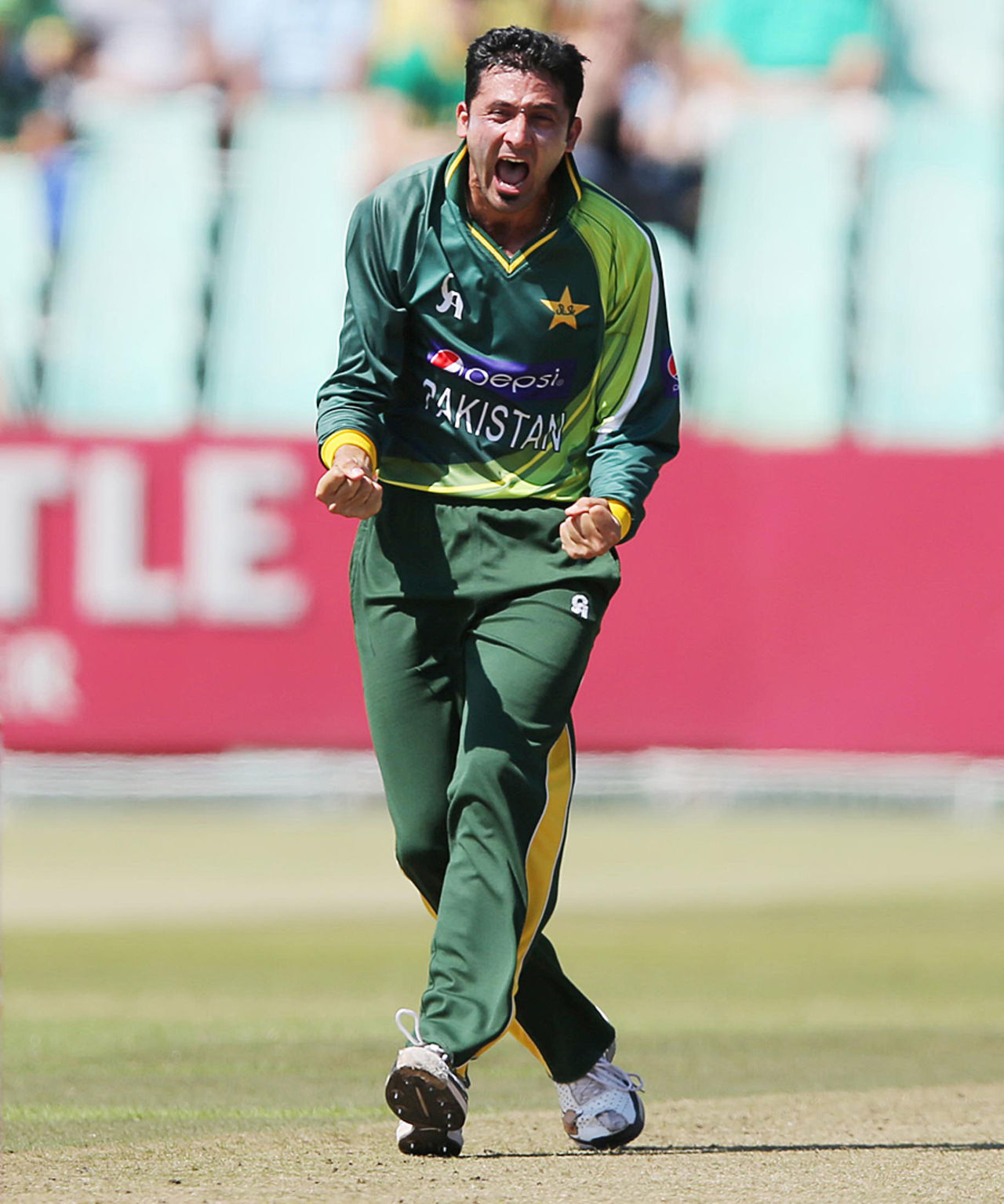 Junaid Khan reacts after taking a wicket, South Africa v Pakistan, 4th ODI, Durban, March 21, 2013