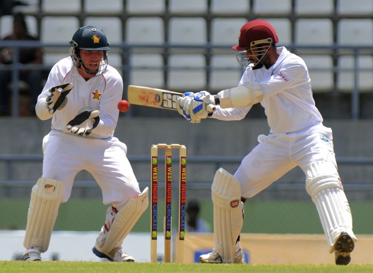 Denesh Ramdin cuts off the back foot, West Indies v Zimbabwe, 2nd Test, Roseau, 2nd day, March 21, 2013