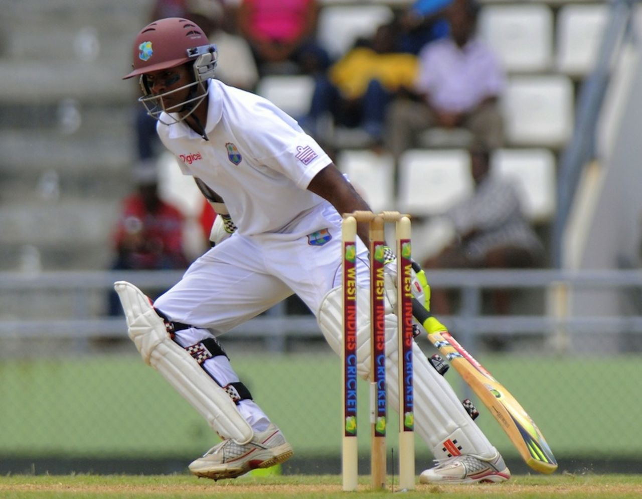 Shivnarine Chanderpaul sets off for a run, West Indies v Zimbabwe, 2nd Test, Roseau, 2nd day, March 21, 2013
