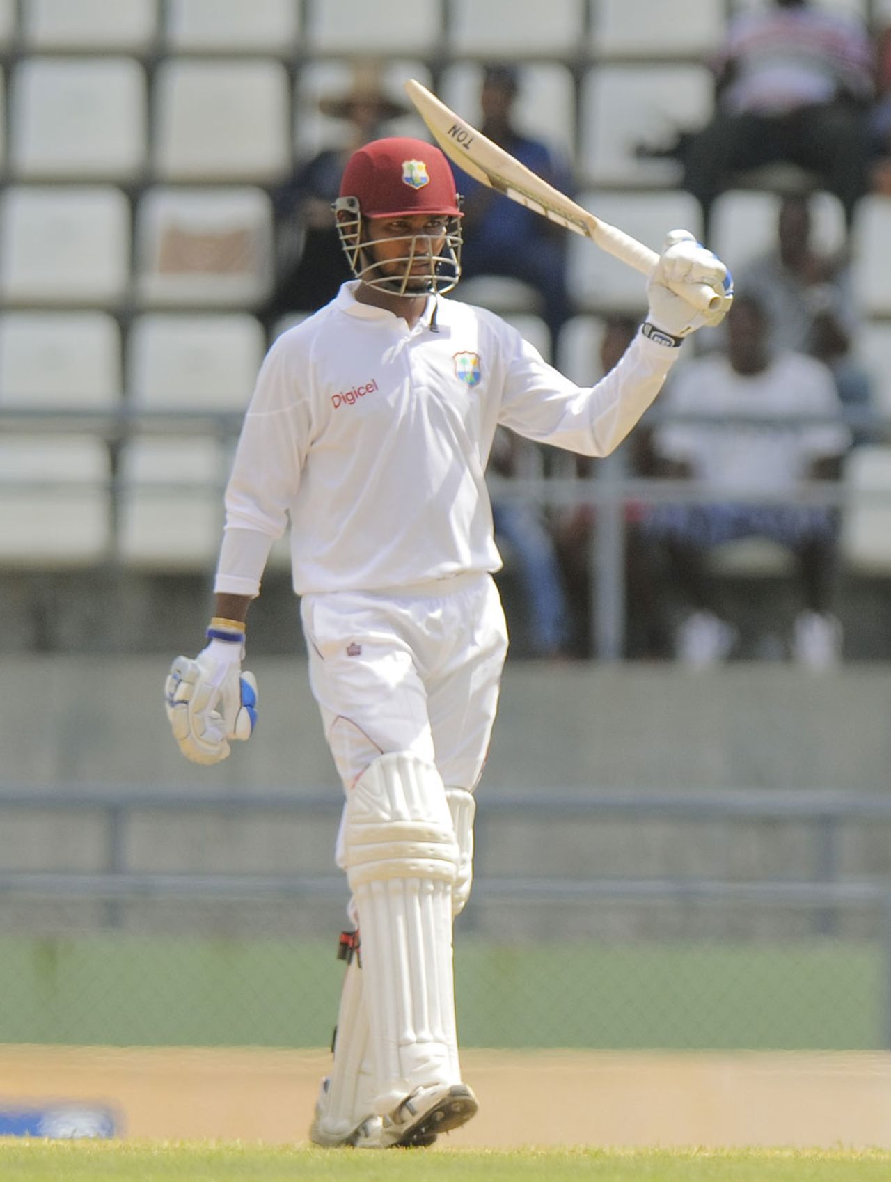 Denesh Ramdin acknowledges his half-century, West Indies v Zimbabwe, 2nd Test, Roseau, 2nd day, March 21, 2013