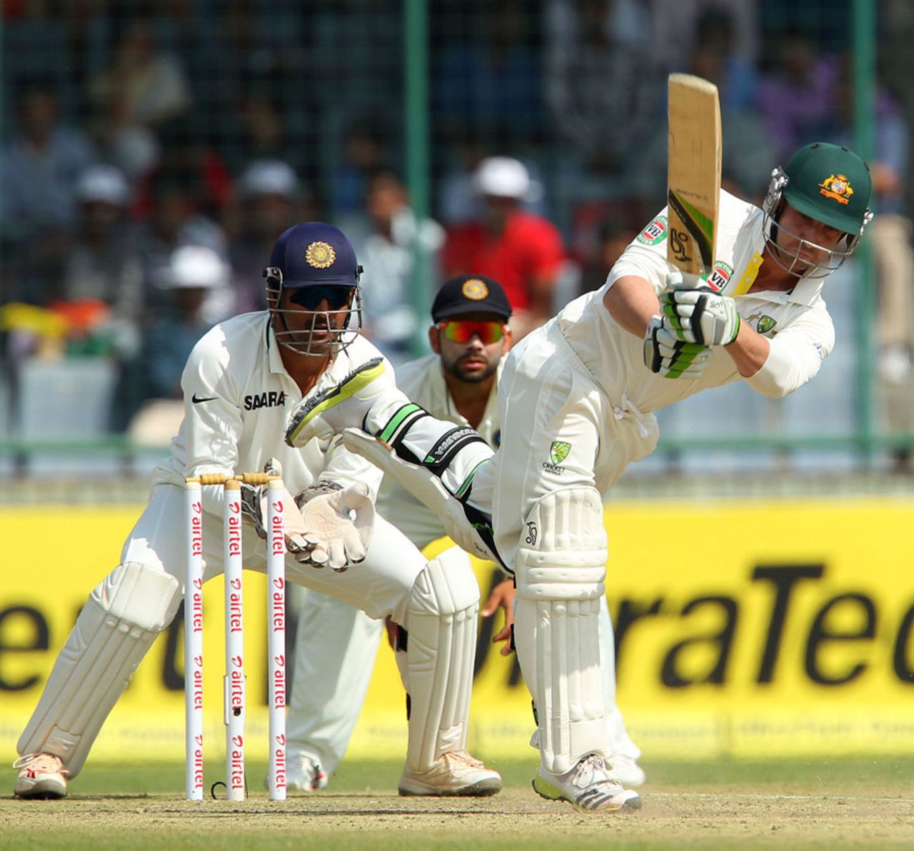 Phillip Hughes made an enterprising 45, India v Australia, 4th Test, Delhi, 1st day, March 22, 2013
