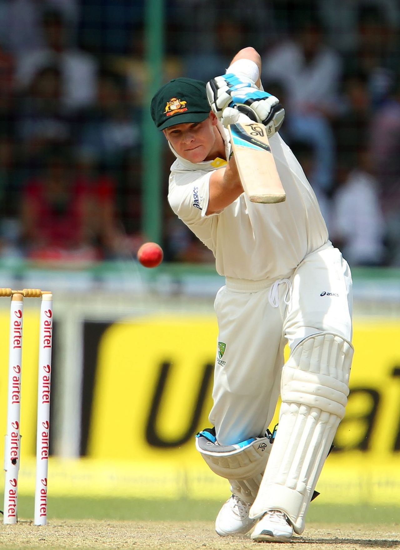 Steven Smith drives down the ground, India v Australia, 4th Test, Delhi, 1st day, March 22, 2013