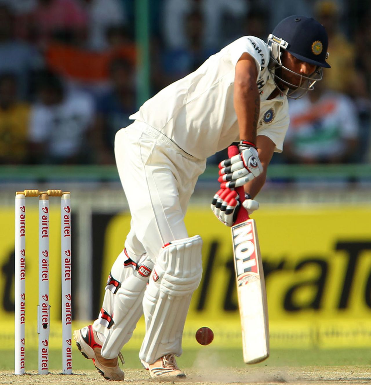 Ravindra Jadeja plays to the leg side, 4th Test, Delhi, 2nd day, March 23, 2013