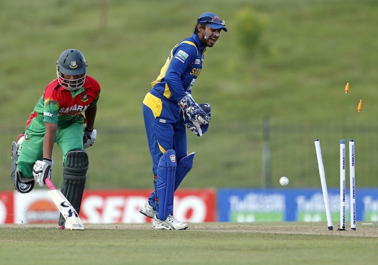 Tamim Iqbal makes his ground in time, Sri Lanka v Bangladesh, 1st ODI, Hambantota, March 23, 2013 