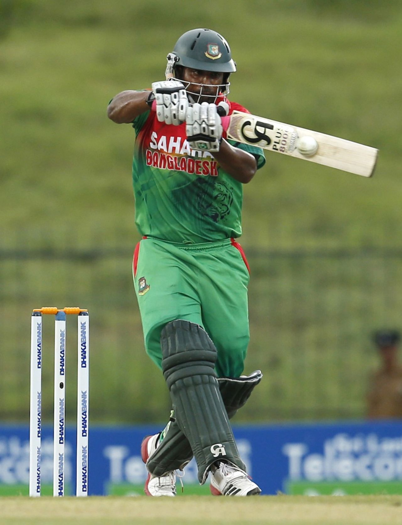 Tamim Iqbal pulls during his hundred, Sri Lanka v Bangladesh, 1st ODI, Hambantota, March 23, 2013 