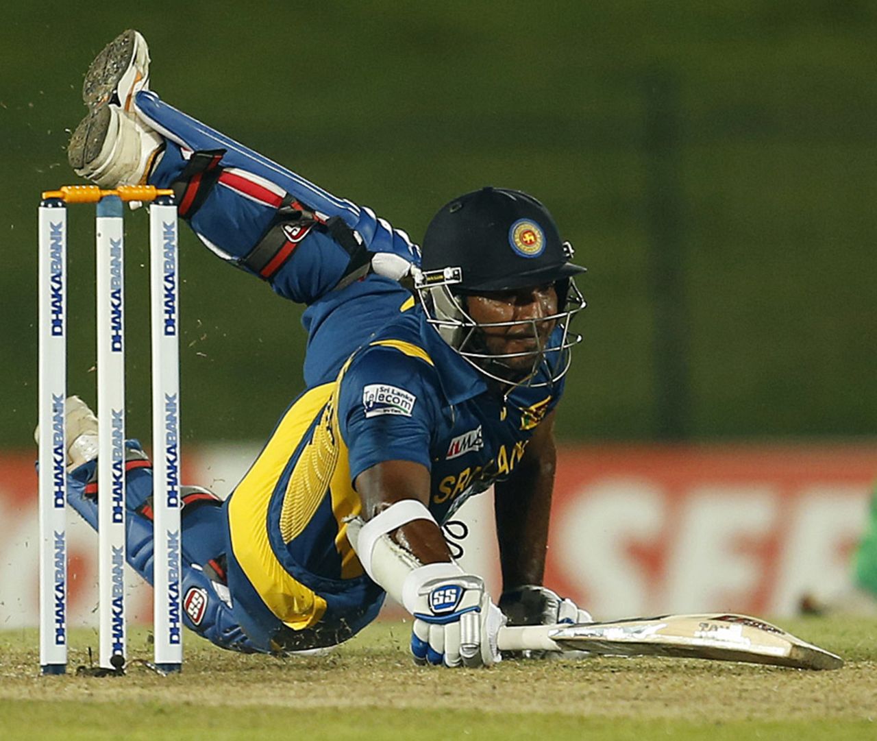 Kumar Sangakkara rushes to make his ground, Sri Lanka v Bangladesh, 1st ODI, Hambantota, March 23, 2013