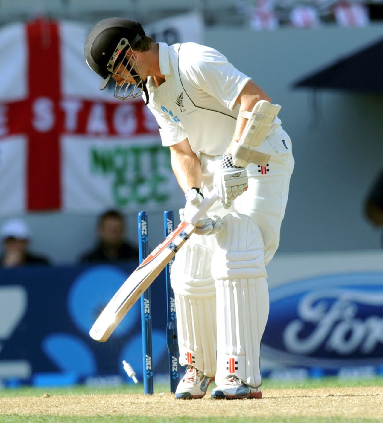 Kane Williamson is bowled by James Anderson, 3rd Test, Auckland, 3rd day, March 24, 2013