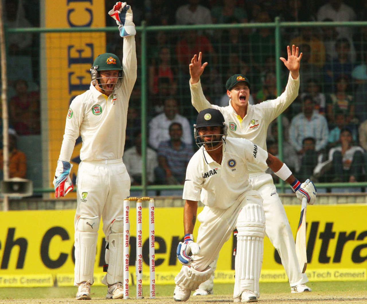 Australia appeal for Virat Kohli's wicket, India v Australia, 4th Test, Delhi, 3rd day, March 24, 2013
