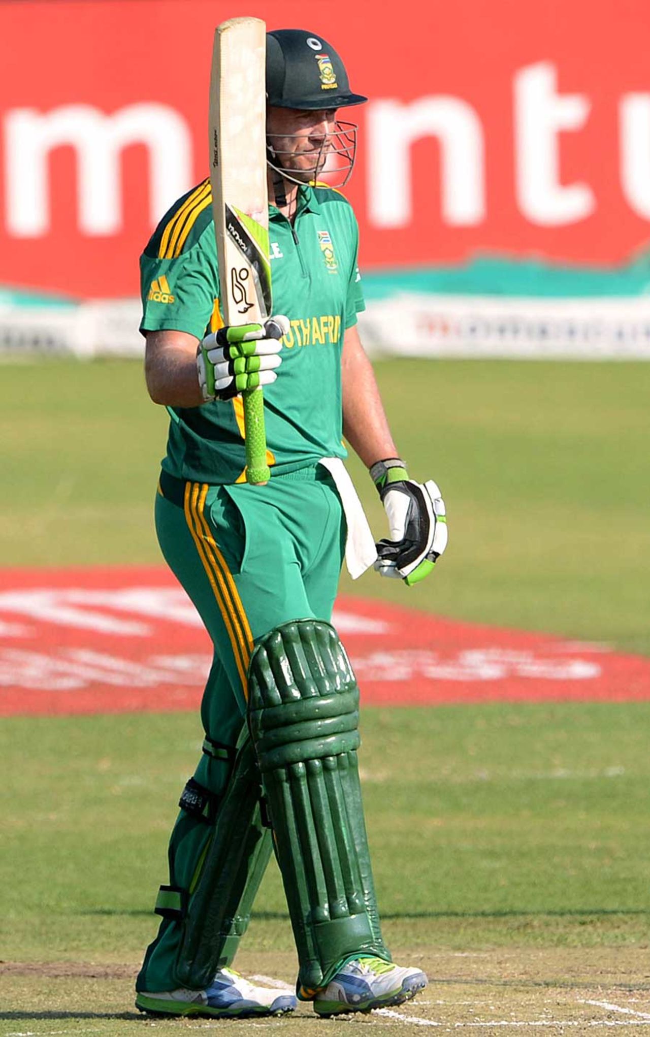 AB de Villiers celebrates his half-century, South Africa v Pakistan, 5th ODI, Benoni, March 24, 2013
