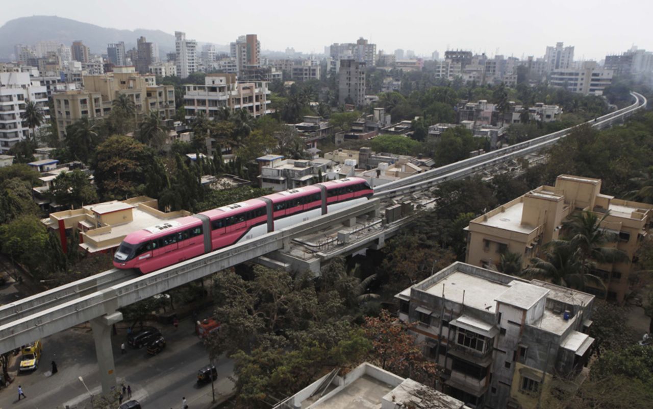 The Mumbai monorail between Wadala and Chembur on a test drive, Mumbai, February 16, 2013