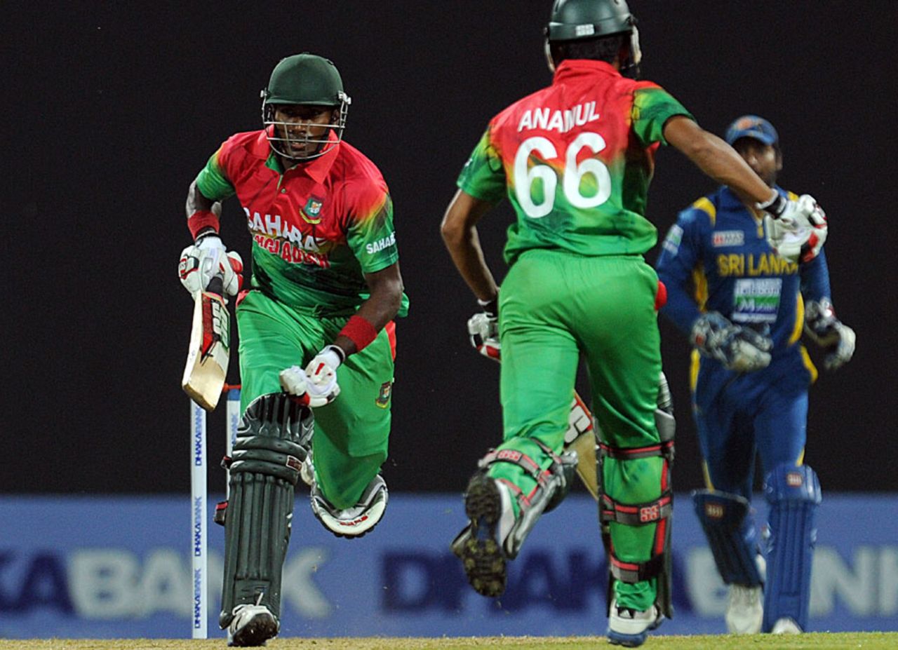 Jahurul Islam and Anamul Haque had a short but brisk stand, Sri Lanka v Bangladesh, 3rd ODI, Pallekele, March 28, 2013