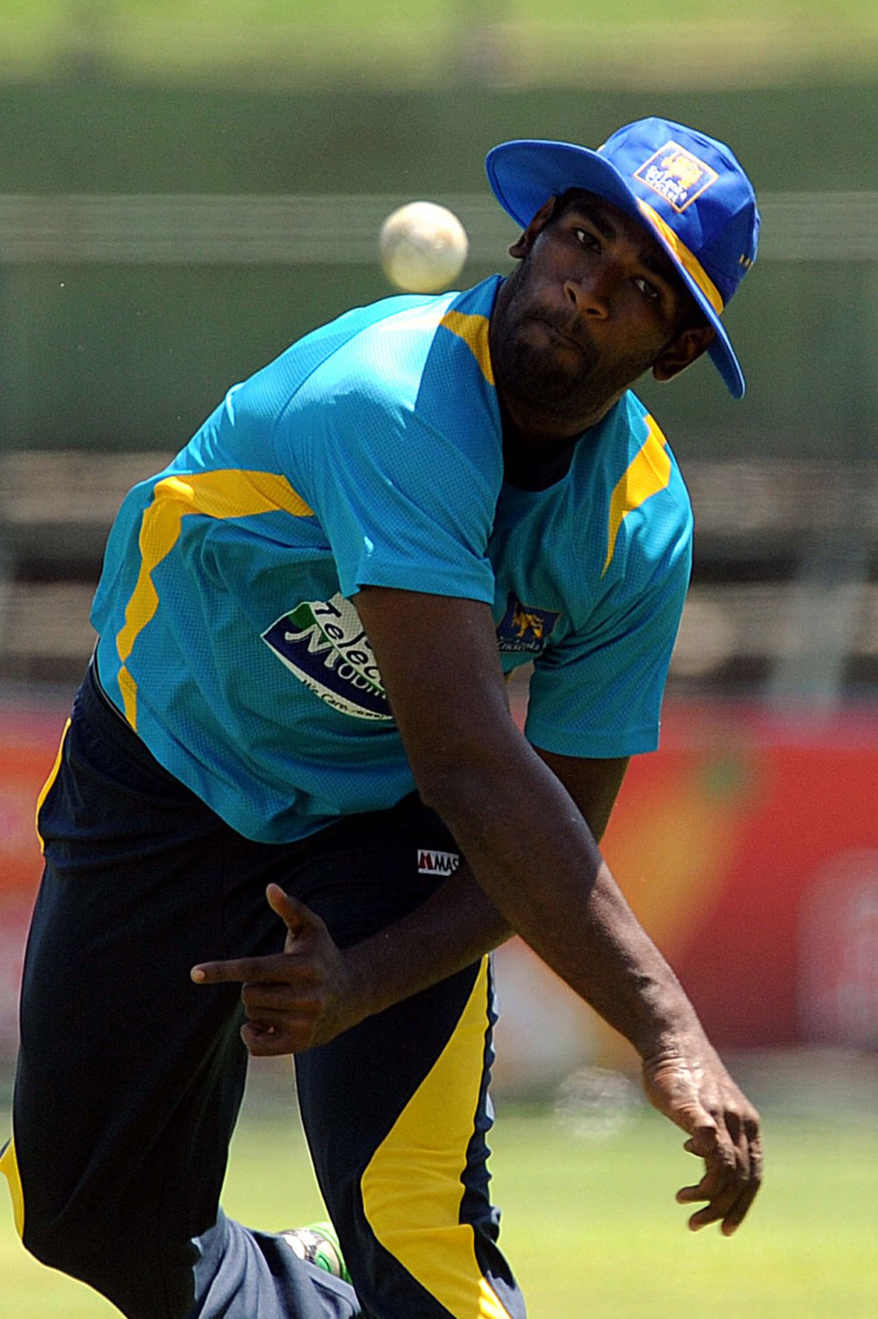 Ramith Rambukwella fields during a practice session in Pallekele before the T20 match between Sri Lanka and Bangladesh, March 30, 2013