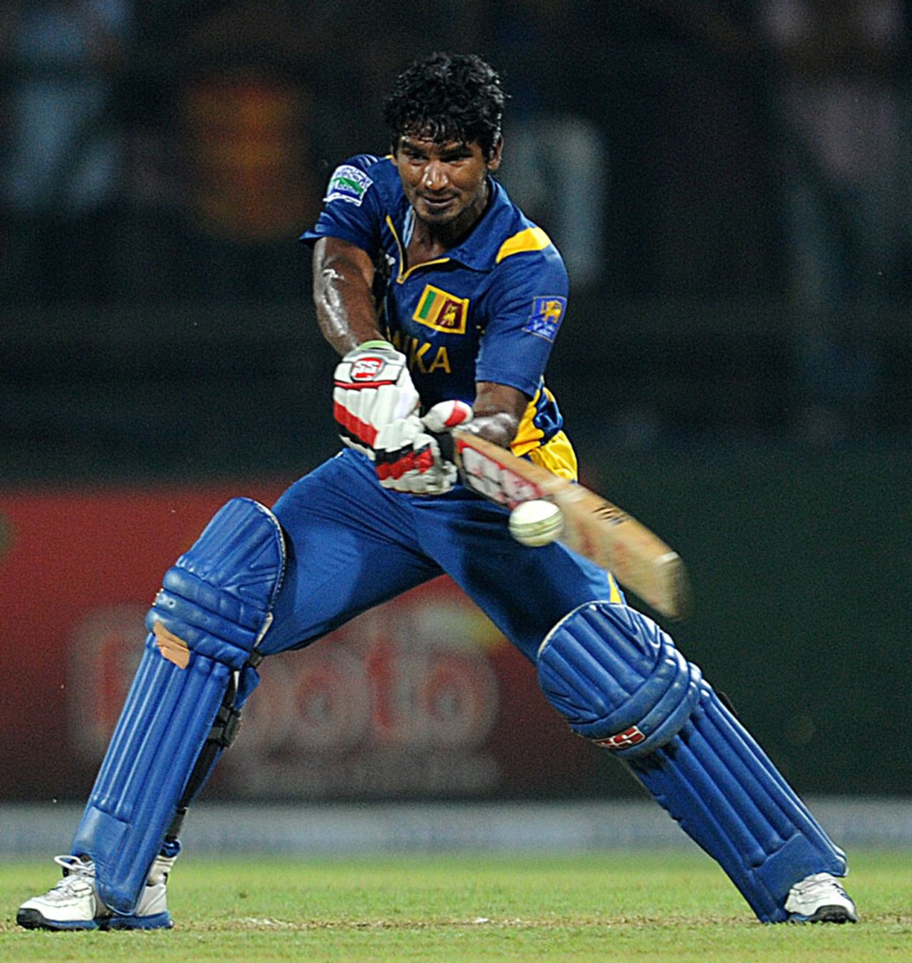 Kusal Perera powers the ball through the off side, Sri Lanka v Bangladesh, only Twenty20, Pallekele, March 31, 2013