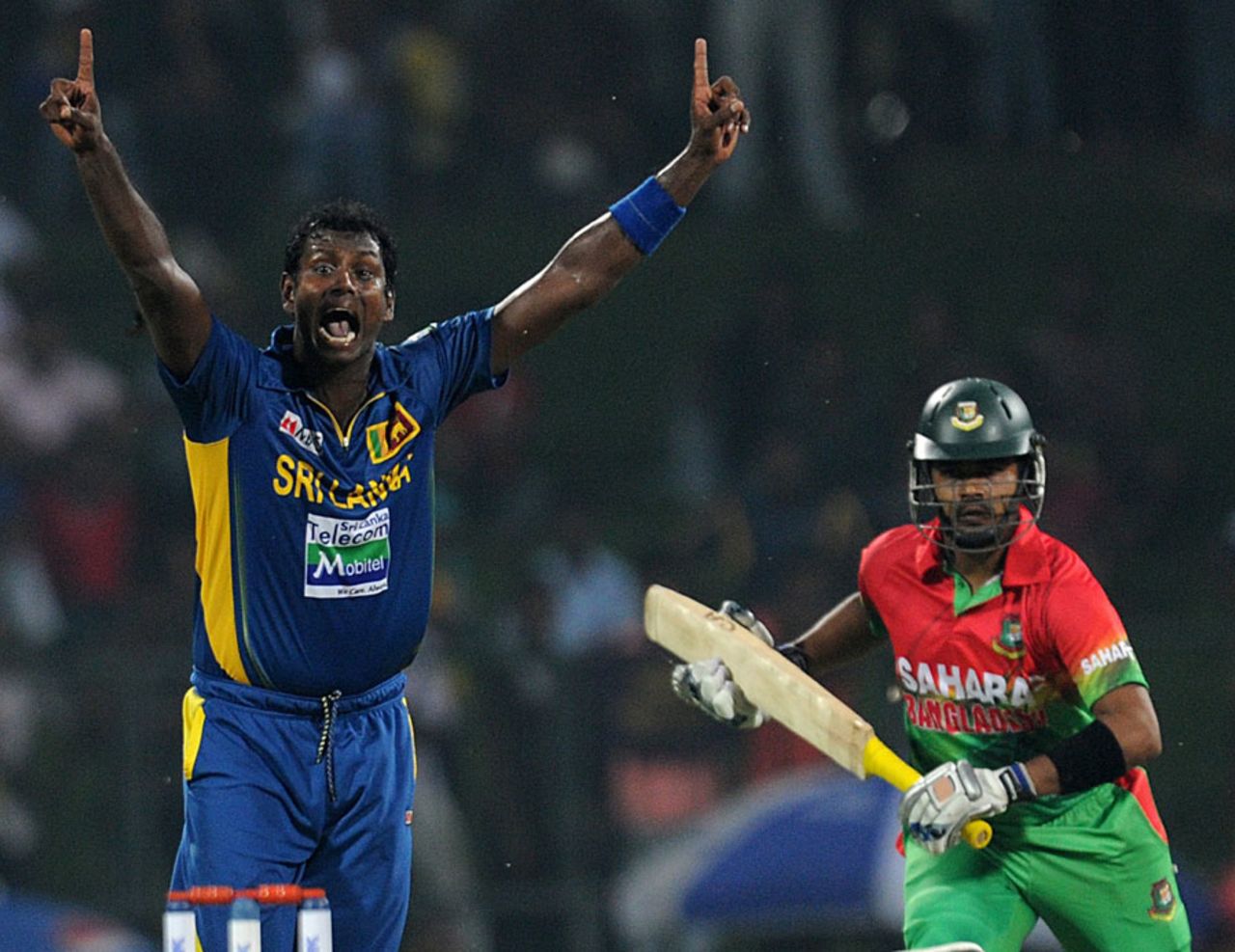 Angelo Mathews appeals for the wicket of Shamsur Rahman, Sri Lanka v Bangladesh, only Twenty20, Pallekele, March 31, 2013