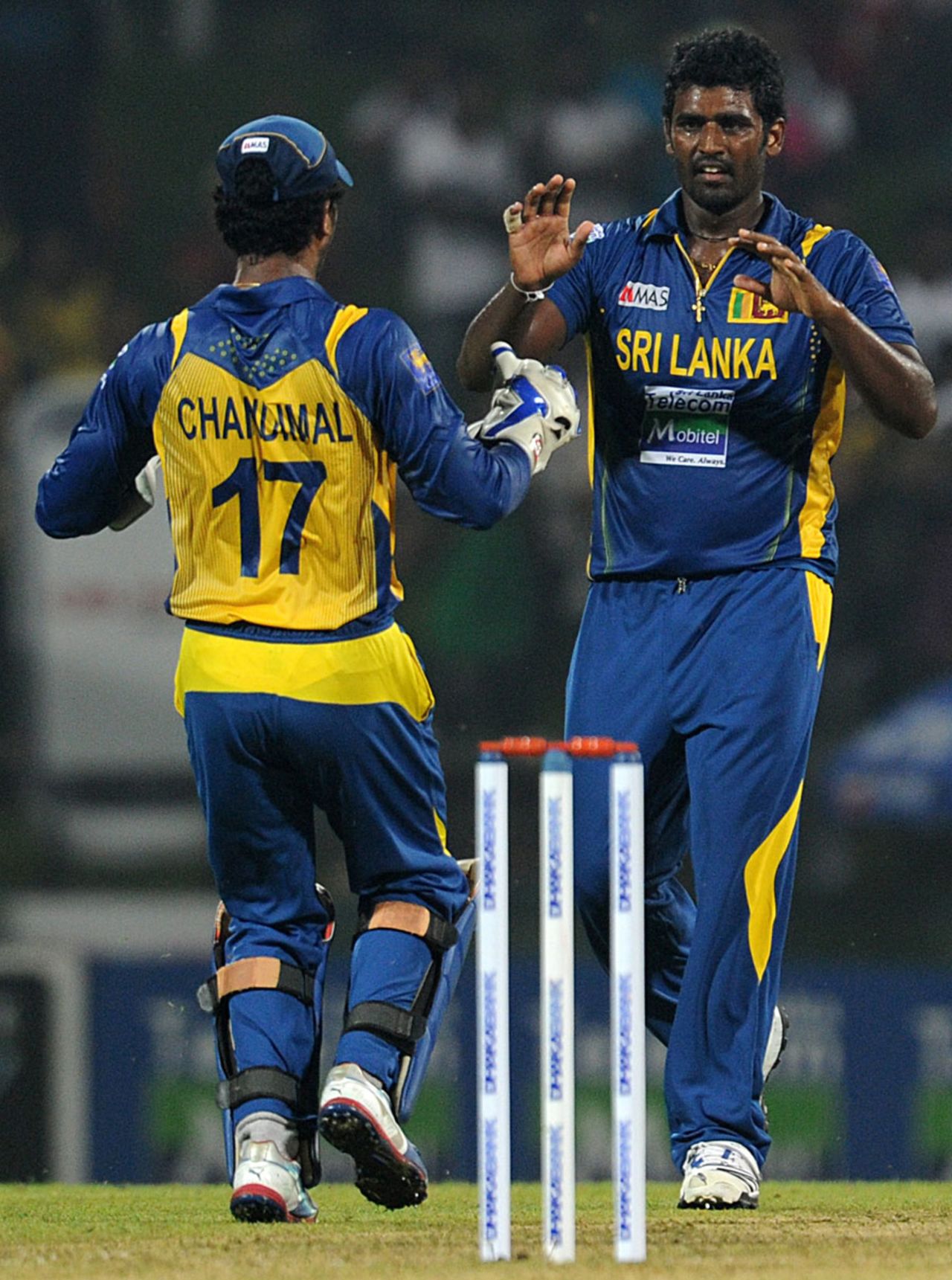 Thisara Perera got the key wicket of Mohammad Ashraful, Sri Lanka v Bangladesh, only Twenty20, Pallekele, March 31, 2013