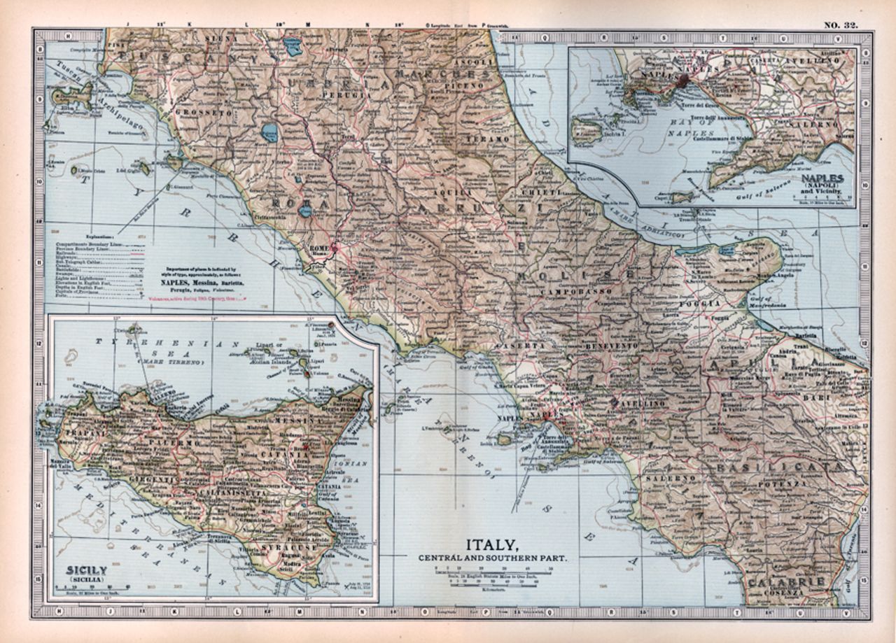 A map of central and southern Italy