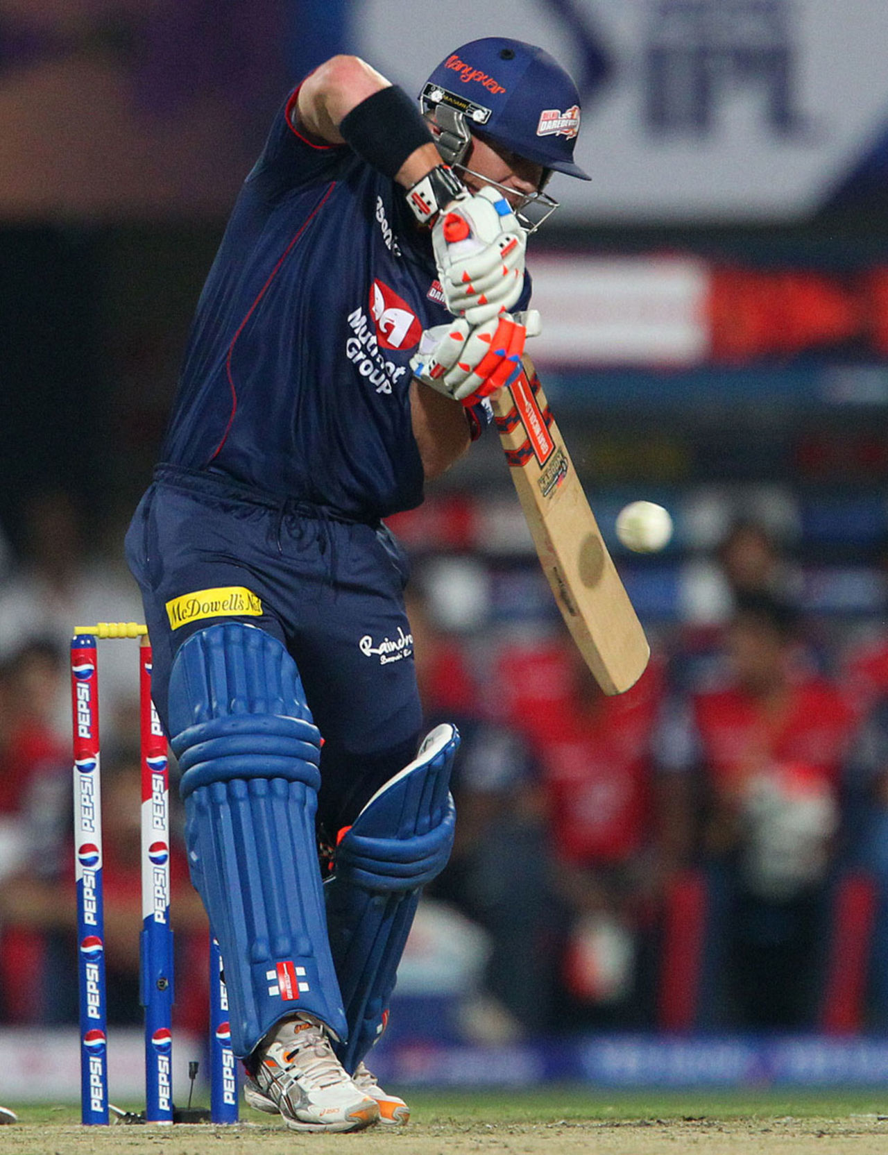 David Warner plays to the off side, Kolkata Knight Riders v Delhi Daredevils, IPL, Kolkata, April 3, 2013