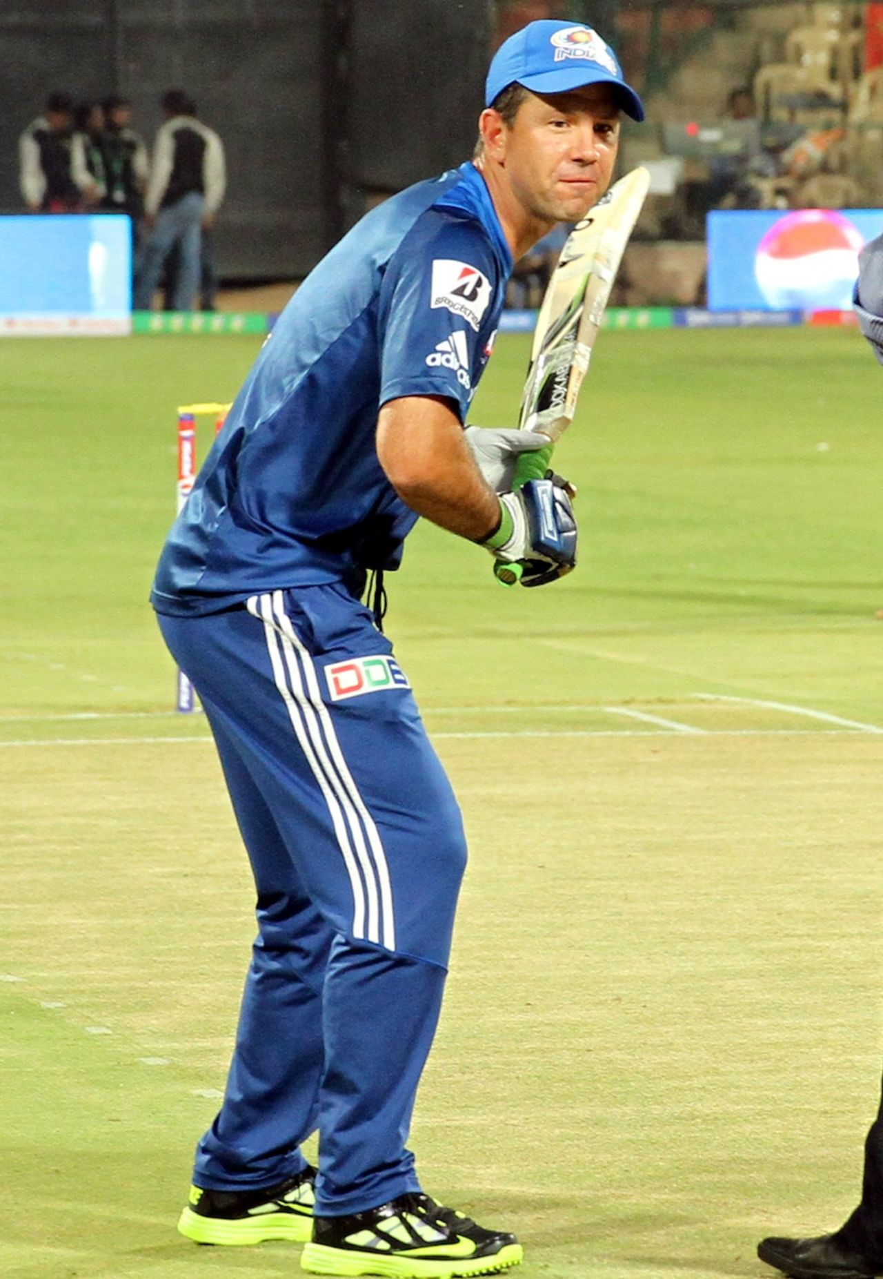 New role: Ricky Ponting poses left-handed before the start of the match, Royal Challengers Bangalore v Mumbai Indians, IPL, Bangalore, April 4, 2013