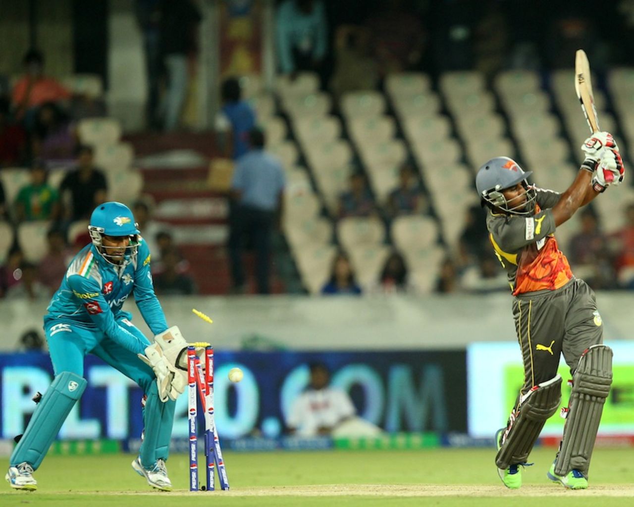 Akshath Reddy is bowled for 27, Sunrisers Hyderabad v Pune Warriors, IPL, Hyderabad, April 5, 2013