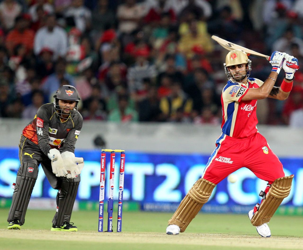 Virat Kohli hits square, Sunrisers Hyderabad v Royal Challengers Bangalore, IPL, Hyderabad, April 7, 2013