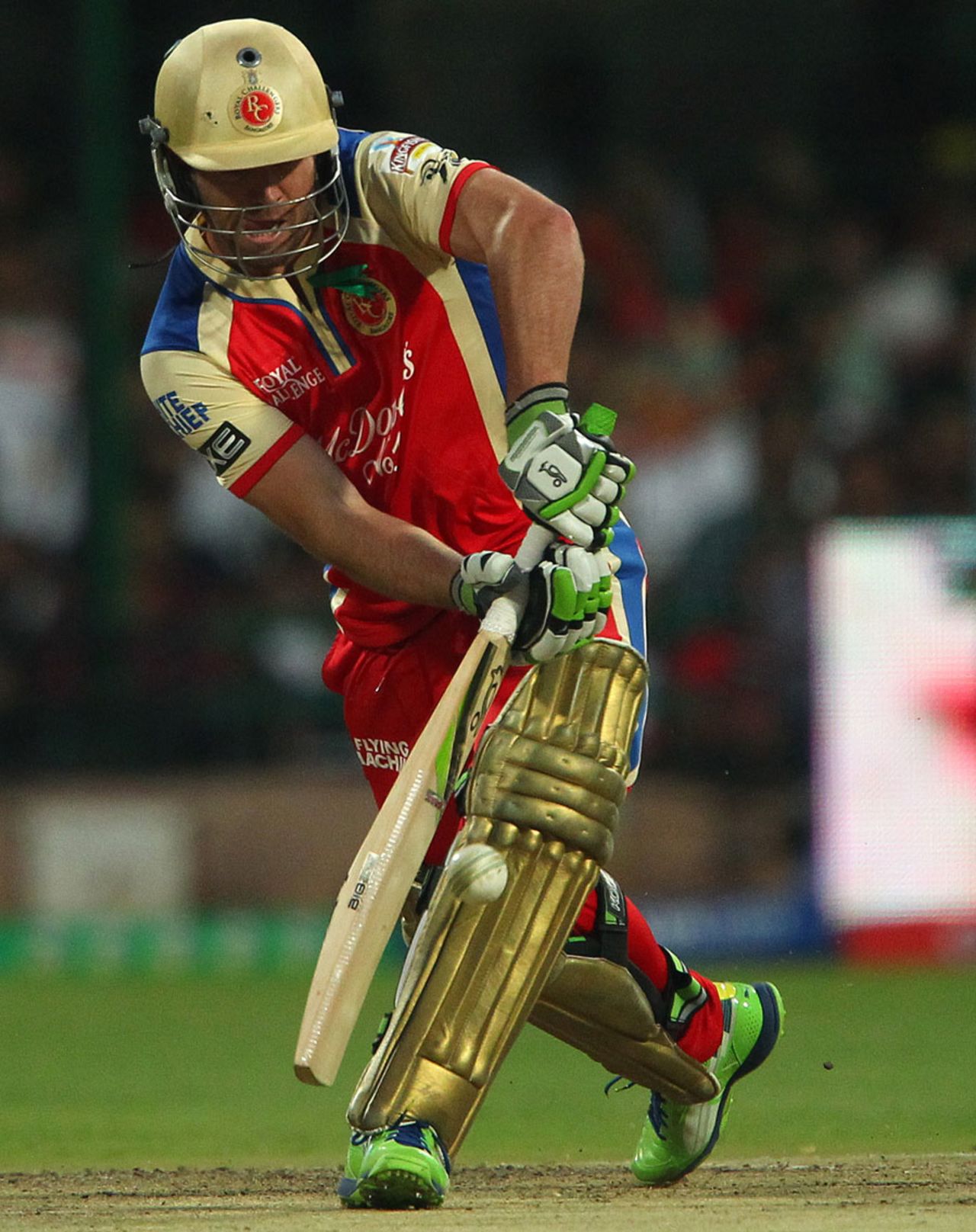 AB de Villiers clips one off his pads, Royal Challengers Bangalore v Sunrisers Hyderabad, IPL, Bangalore, April 9, 2013