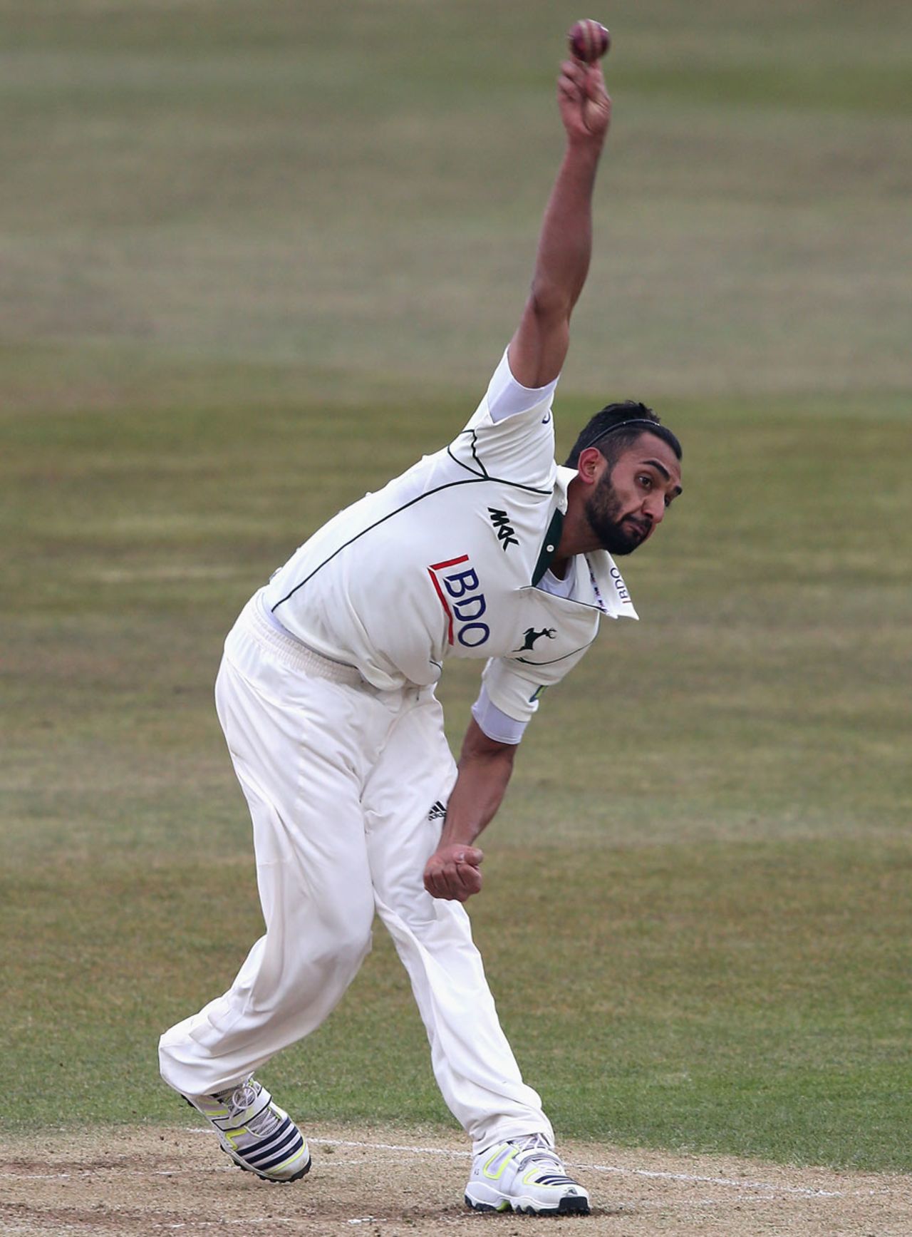 Ajmal Shazad sent down his first deliveries for his new county, Nottinghamshire v Middlesex, County Championship, Division One, Trent Bridge, 2nd day, April 11, 2013